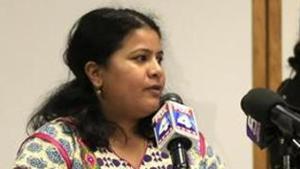 Sunayana Dumala talks about her late husband, Srinivas Kuchibhotla, during a news conference at Garmin Headquarters in Olathe, Kansas.(AP File Photo) Sunayana Dumala talks about her late husband, Srinivas Kuchibhotla, during a news conference at Garmin Headquarters in Olathe, Kansas.(AP File Photo)