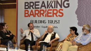 (From left) Insia Dariwala, Dr Nozer Sheriar, Kumar Ketkar, Dr Shubhangi Parkar and Sidharth Bhatia participate in ‘Breaking Barriers, Building Trust’ panel discussion, at Parel on Friday.(Anshuman Poyrekar/HT Photo) (From left) Insia Dariwala, Dr Nozer Sheriar, Kumar Ketkar, Dr Shubhangi Parkar and Sidharth Bhatia participate in ‘Breaking Barriers, Building Trust’ panel discussion, at Parel on Friday.(Anshuman Poyrekar/HT Photo)