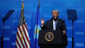 US President Donald Trump speaks at the NRA-ILA Leadership Forum during the NRA Annual Meeting & Exhibits at the Kay Bailey Hutchison Convention Center on May 4, 2018 in Dallas, Texas.(AFP) US President Donald Trump speaks at the NRA-ILA Leadership Forum during the NRA Annual Meeting & Exhibits at the Kay Bailey Hutchison Convention Center on May 4, 2018 in Dallas, Texas.(AFP)
