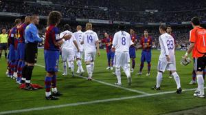 Barcelona players form a guard of honour for La Liga champions Real Madrid before the start of the La Liga match between Real Madrid and Barcelona at the Santiago Bernabeu stadium on May 7, 2008 in Madrid. Real have declined Barcelona a guard of honour this time around.(Getty Images) Barcelona players form a guard of honour for La Liga champions Real Madrid before the start of the La Liga match between Real Madrid and Barcelona at the Santiago Bernabeu stadium on May 7, 2008 in Madrid. Real have declined Barcelona a guard of honour this time around.(Getty Images)