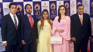Reliance Industries chairman Mukesh Ambani with wife Nita Ambani and children Anant Ambani, Isha Ambani and Akash Ambani in Mumbai(PTI File Photo) Reliance Industries chairman Mukesh Ambani with wife Nita Ambani and children Anant Ambani, Isha Ambani and Akash Ambani in Mumbai(PTI File Photo)