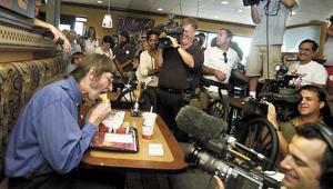 64-year-old Don Gorske of Fond du Lac recorded the milestone at a local McDonald’s on Friday.(AP Photo) 64-year-old Don Gorske of Fond du Lac recorded the milestone at a local McDonald’s on Friday.(AP Photo)