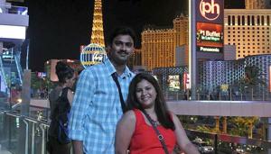 Sunayana Dumala with her husband Srinivas Kuchibhotla in Las Vegas.(AP file) Sunayana Dumala with her husband Srinivas Kuchibhotla in Las Vegas.(AP file)
