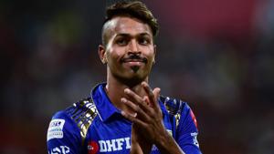 Hardik Pandya guided Mumbai Indians to victory during their Indian Premier League match against Kolkata Knight Riders on Sunday.(PTI) Hardik Pandya guided Mumbai Indians to victory during their Indian Premier League match against Kolkata Knight Riders on Sunday.(PTI)
