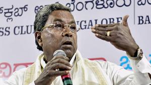 Karnataka CM Siddaramaiah during an event at the Press Club in Bengaluru on Sunday.(PTI) Karnataka CM Siddaramaiah during an event at the Press Club in Bengaluru on Sunday.(PTI)