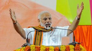 Prime Minister Narendra Modi addresses an election campaign rally in Mangaluru, Karnataka, on Saturday.(PTI) Prime Minister Narendra Modi addresses an election campaign rally in Mangaluru, Karnataka, on Saturday.(PTI)