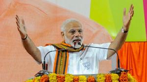 Prime Minister Narendra Modi addresses at an election campaign rally in Mangaluru in Karnataka on Saturday.(PTI Photo) Prime Minister Narendra Modi addresses at an election campaign rally in Mangaluru in Karnataka on Saturday.(PTI Photo)