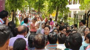 NEET aspirants come out of the exam centre in Kota on Sunday.(A.H ZAIDI/HT PHOTO) NEET aspirants come out of the exam centre in Kota on Sunday.(A.H ZAIDI/HT PHOTO)