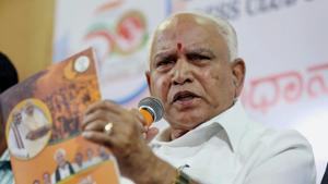 BJP's Karnataka president and chief ministerial candidate BS Yeddyurappa speaks during a press meet ahead of the Karnataka assembly election 2018 in Bengaluru on Sunday.(PTI) BJP's Karnataka president and chief ministerial candidate BS Yeddyurappa speaks during a press meet ahead of the Karnataka assembly election 2018 in Bengaluru on Sunday.(PTI)