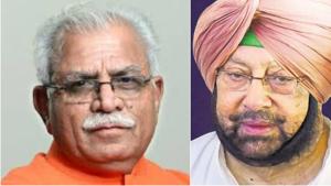 Haryana chief minister Manohar Lal Khattar (left); and Punjab chief minister Captain Amarinder Singh(HT Photos) Haryana chief minister Manohar Lal Khattar (left); and Punjab chief minister Captain Amarinder Singh(HT Photos)