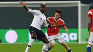 France midfielder Paul Pogba (L) was the target of racist chants during the international friendly against Russia.(AFP) France midfielder Paul Pogba (L) was the target of racist chants during the international friendly against Russia.(AFP)