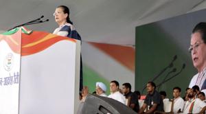 Former Congress president Sonia Gandhi addresses a party event in New Delhi.(PTI Photo) Former Congress president Sonia Gandhi addresses a party event in New Delhi.(PTI Photo)