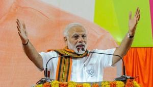Prime Minister Narendra Modi addressing an election campaign rally in Mangaluru on May 5.(PTI Photo) Prime Minister Narendra Modi addressing an election campaign rally in Mangaluru on May 5.(PTI Photo)