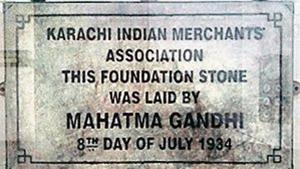 The Gandhi plaque.(HT Photo) The Gandhi plaque.(HT Photo)
