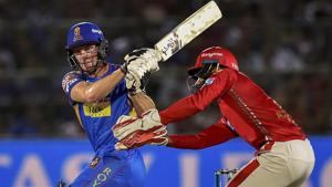 Rajasthan Royals’ Jos Buttler pulls one to the boundary during the Indian Premier League (IPL 2018) match against Kings XI Punjab at Sawai Mansingh Stadium in Jaipur on Tuesday.(PTI) Rajasthan Royals’ Jos Buttler pulls one to the boundary during the Indian Premier League (IPL 2018) match against Kings XI Punjab at Sawai Mansingh Stadium in Jaipur on Tuesday.(PTI)