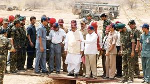 The then Prime Minister Atal Bihari Vajpayee at the underground nuclear explosion test sites at Pokhran in Rajasthan.(HT File Photo) The then Prime Minister Atal Bihari Vajpayee at the underground nuclear explosion test sites at Pokhran in Rajasthan.(HT File Photo)