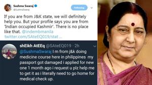 Sushma Swaraj’s tweets have been shared over 5,000 times and have been liked by nearly 10,000 people.(Twitter) Sushma Swaraj’s tweets have been shared over 5,000 times and have been liked by nearly 10,000 people.(Twitter)