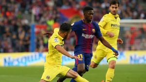Barcelona extended their unbeaten La Liga run to 36 games with a 5-1 win over Villareal at the Nou Camp on Wednesday, with Ousmane Dembele (C) soring twice.(REUTERS) Barcelona extended their unbeaten La Liga run to 36 games with a 5-1 win over Villareal at the Nou Camp on Wednesday, with Ousmane Dembele (C) soring twice.(REUTERS)