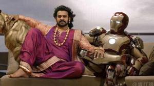 Baahubali chills with Iron Man in a meme that is going viral on Chinese social media. Baahubali chills with Iron Man in a meme that is going viral on Chinese social media.