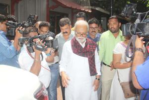 Senior NCP leader Chhagan Bhujbal leaves party chief Sharad Pawar’s residence at Silver Oak on Friday.(HT Photo) Senior NCP leader Chhagan Bhujbal leaves party chief Sharad Pawar’s residence at Silver Oak on Friday.(HT Photo)
