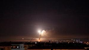 Missile fire is seen from Damascus, Syria.(REUTERS) Missile fire is seen from Damascus, Syria.(REUTERS)
