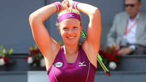 Kiki Bertens celebrates winning her semi final match against Caroline Garcia at the Madrid Open tennis tournament.(REUTERS) Kiki Bertens celebrates winning her semi final match against Caroline Garcia at the Madrid Open tennis tournament.(REUTERS)