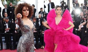 Deepika Padikone and Kangana Ranaut walk the red carpet at Cannes Film Festival for the second time this year. Deepika Padikone and Kangana Ranaut walk the red carpet at Cannes Film Festival for the second time this year.