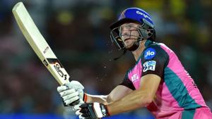 Rajasthan Royals' Jos Buttler plays a shot against Chennai Super Kings during their IPL 2018 cricket match in Jaipur on Friday.(PTI) Rajasthan Royals' Jos Buttler plays a shot against Chennai Super Kings during their IPL 2018 cricket match in Jaipur on Friday.(PTI)
