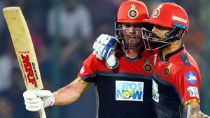 AB De Villiers (L) and Virat Kohli guided Royal Challengers Bangalore to victory over Delhi Daredevils in their Indian Premier League encounter on Saturday.(PTI) AB De Villiers (L) and Virat Kohli guided Royal Challengers Bangalore to victory over Delhi Daredevils in their Indian Premier League encounter on Saturday.(PTI)
