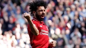 Mohamed Salah crowned a superb campaign by scoring against Brighton and Hove Albion on Sunday, taking his tally to a record 32 goals in a 38-game Premier League season.(REUTERS)