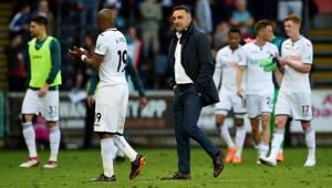 Swansea City were relegated from the Premier League after seven seasons, losing the final game 2-1 against Stoke City.(REUTERS) Swansea City were relegated from the Premier League after seven seasons, losing the final game 2-1 against Stoke City.(REUTERS)