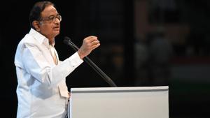 Senior Congress leader P Chidambaram addresses a party event in New Delhi.(Sonu Mehta/HT PHOTO) Senior Congress leader P Chidambaram addresses a party event in New Delhi.(Sonu Mehta/HT PHOTO)