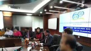 The ICSE Class 10 result 2018, and ISC Class 12 result 2018 were released at a press conference in Noida on Monday.(HT photo) The ICSE Class 10 result 2018, and ISC Class 12 result 2018 were released at a press conference in Noida on Monday.(HT photo)