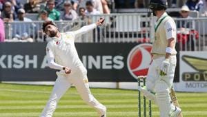 Pakistan's Mohammad Amir bowls on Day Three of Ireland's inaugural Test match at Malahide cricket club, in Dublin on May 13, 2018.(AFP) Pakistan's Mohammad Amir bowls on Day Three of Ireland's inaugural Test match at Malahide cricket club, in Dublin on May 13, 2018.(AFP)