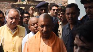 Yogi Adityanath was in Kasganj to meet a family whose three members were recently murdered. He also reviewed developmental works and law and order situation in the district.(HT/File Photo) Yogi Adityanath was in Kasganj to meet a family whose three members were recently murdered. He also reviewed developmental works and law and order situation in the district.(HT/File Photo)