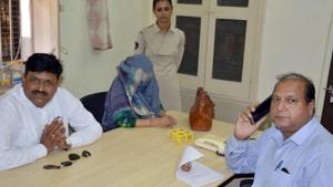 Nirmala Meena at the special unit office of Anti-Corruption Bureau in Jodhpur on Wednesday.(HT PHOTO) Nirmala Meena at the special unit office of Anti-Corruption Bureau in Jodhpur on Wednesday.(HT PHOTO)