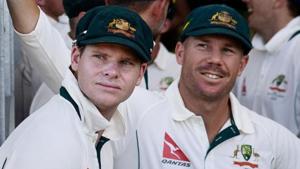 David Warner (R)and Steve Smith have been banned for one year each for being involved in ball-tampering during Australia’s third Test against South Africa in March.(AFP) David Warner (R)and Steve Smith have been banned for one year each for being involved in ball-tampering during Australia’s third Test against South Africa in March.(AFP)