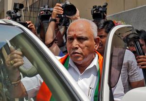 Bharatiya Janata Party (BJP) leader and former Karnataka chief minister BS Yeddyurappa leaves to meet the state governor to stake claim to form government, in Bengaluru, on May 16, 2018.(Reuters) Bharatiya Janata Party (BJP) leader and former Karnataka chief minister BS Yeddyurappa leaves to meet the state governor to stake claim to form government, in Bengaluru, on May 16, 2018.(Reuters)