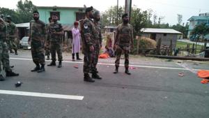 Amy personnel at the scene of the accident.(HT Photo) Amy personnel at the scene of the accident.(HT Photo)