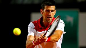 Serbia's Novak Djokovic in action during his third round Italian Open match against Spain's Albert Ramos-Vinolas in Rome on Thursday.(REUTERS) Serbia's Novak Djokovic in action during his third round Italian Open match against Spain's Albert Ramos-Vinolas in Rome on Thursday.(REUTERS)