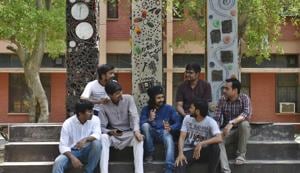 Members of Bahujan Azad Party at IIT Delhi campus.(Sanchit Khanna/HT PHOTO) Members of Bahujan Azad Party at IIT Delhi campus.(Sanchit Khanna/HT PHOTO)