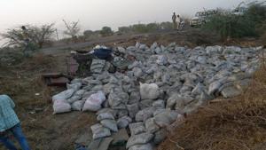 The accident occurred on Bhavnagar-Ahmedabad highway near Bavalyali village in Bhavnagar on Saturday morning.(AN/Twitter) The accident occurred on Bhavnagar-Ahmedabad highway near Bavalyali village in Bhavnagar on Saturday morning.(AN/Twitter)