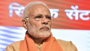 Prime Minister Narendra Modi at the concluding session of a party event in New Delhi.(Sonu Mehta/HT PHOTO)