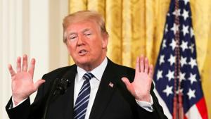 US President Donald Trump gestures as he delivers remarks during the Prison Reform Summit at the White House in Washington, DC on May 18.(REUTERS) US President Donald Trump gestures as he delivers remarks during the Prison Reform Summit at the White House in Washington, DC on May 18.(REUTERS)