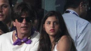 Shah Rukh Khan with daughter Suhana at an IPL match. Shah Rukh Khan with daughter Suhana at an IPL match.