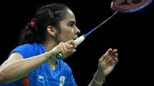 Indian badminton ace Saina Nehwal won her women’s singles match in Uber Cup in Bangkok on Monday.(AFP) Indian badminton ace Saina Nehwal won her women’s singles match in Uber Cup in Bangkok on Monday.(AFP)
