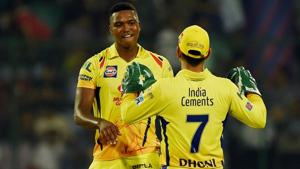 Lungi Ngidi (L) celebrates with M.S Dhoni during the Indian Premier League 2018 (IPL 2018) match between Kings XI Punjab and Chennai Super Kings in Pune on May 20, 2018.(AFP) Lungi Ngidi (L) celebrates with M.S Dhoni during the Indian Premier League 2018 (IPL 2018) match between Kings XI Punjab and Chennai Super Kings in Pune on May 20, 2018.(AFP)