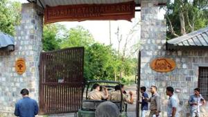 Officials monitored Chilla and Motichur ranges where the translocation is proposed.(HT Photo) Officials monitored Chilla and Motichur ranges where the translocation is proposed.(HT Photo)