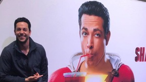 Zachary Levi poses beside his character, Shazam!(Instagram)