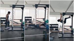 Naga Chaitanya goes through his push ups and pull ups routine.(Twitter) Naga Chaitanya goes through his push ups and pull ups routine.(Twitter)